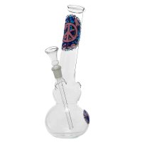 Greenline Glasbong - 14,5er H 26 cm D 36 mm - Peace mit Aufdruck