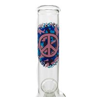 Greenline Glasbong - 14,5er H 26 cm D 36 mm - Peace mit Aufdruck