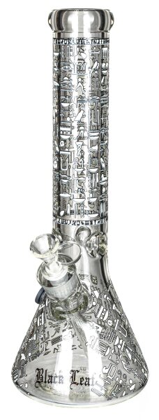 Black Leaf Glasbong 18,8er/14,5er - Hieroglyphen - Glow in the Dark H 35 cm D 125/51 mm WS 7 mm - ICE