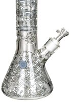 Black Leaf Glasbong 18,8er/14,5er - Hieroglyphen - Glow in the Dark H 35 cm D 125/51 mm WS 7 mm - ICE