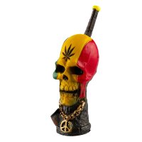 Purpfeife - Rasta Skull - L 18 cm