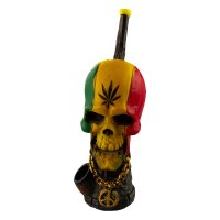 Purpfeife - Rasta Skull - L 18 cm