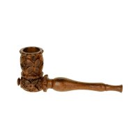 Purpfeife Holzpfeife geschnitzt 10 cm/Kopf Schraubbar mit Kickloch