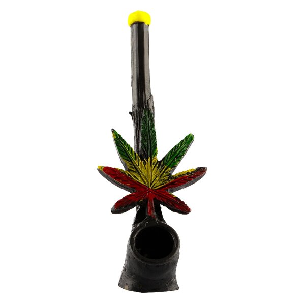 Purpfeife - Rasta Leaf - L 13 cm
