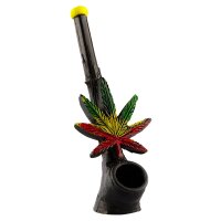 Purpfeife - Rasta Leaf - L 13 cm
