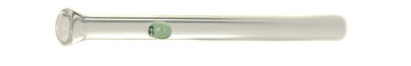 Ziehröhrchen aus Glas - Tube - L 9 cm D 4 mm - mit grünem Rollstopper leicht sandgestrahlt