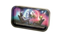 V Syndicate - Metalldose mit Rolling Tray im Deckel Mini - 122x70x30 mm - Blunt Orbit - Blau/Lila/Pin