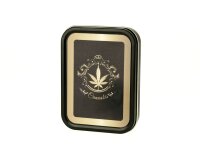 Metalldose - Hemp Gold - 112x82x26 mm - Schwarz mit Aufkleber