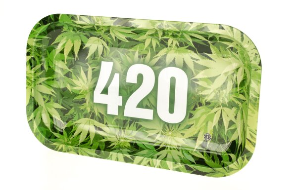 Rolling Tray 420 Hanfblätter - 27x16x1 cm - Small