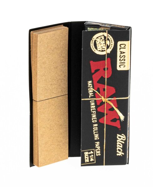 RAW Classic Black Connoisseur - unbleached - 1 1/4 - 32 Blättchen + 32 Filtertips