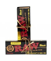 RAW Classic Black Connoisseur - unbleached - 1 1/4 - 32 Blättchen + 32 Filtertips