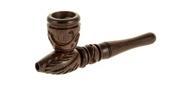 Holzpfeife/Kawumm L 10 cm Schraubkopf, geschnitzt - Braun