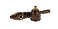 Holzpfeife/Kawumm L 10 cm Schraubkopf, geschnitzt - Braun