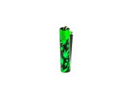 Clipper Feuerzeug aus Metall - Green Leaves (Hanfblätter Grün)