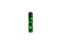 Clipper Feuerzeug aus Metall - Green Leaves (Hanfblätter Grün)