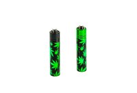 Clipper Feuerzeug aus Metall - Green Leaves (Hanfblätter Grün)