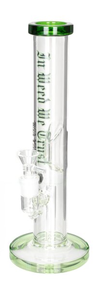 Black Leaf Glasbong 18,8erauf14,5er - In Weed We Trust Aufdruck - Zylinder - H 34,5 cm D 51 mm WS 5 mm
