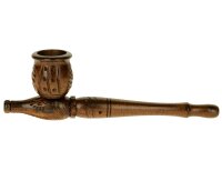 Holzpurpfeife - mit Kickloch geschnitzt L 15 cm - Hellbraun
