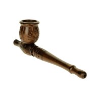 Holzpurpfeife - mit Kickloch geschnitzt L 15 cm - Hellbraun