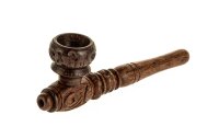 Holzpfeife/Purpfeife - geschnitzt L 10 cm - Braun
