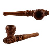 Holzpfeife/Purpfeife - geschnitzt L 10 cm - Braun