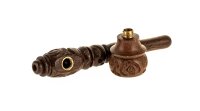 Holzpfeife/Purpfeife - geschnitzt L 10 cm - Braun