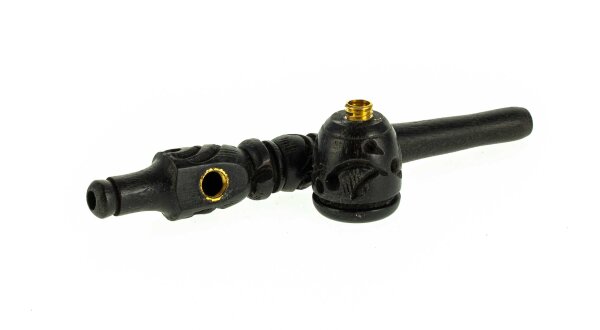 Holzpfeife Farbe: Schwarz schraubbar L 13 cm geschnitzt