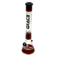 Grace Glass Glasbong 18,8er auf 14,5er - Beaker Classic Red - H 45 cm D 50 mm WS 7 mm - Rot/Schwarz - I