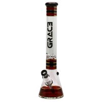 Grace Glass Glasbong 18,8er auf 14,5er - Beaker Classic Red - H 45 cm D 50 mm WS 7 mm - Rot/Schwarz - I