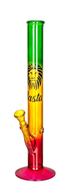 Rasta Glasbong > 14,5er H 34 cm D 35 mm gerade mit Löwen-Motiv