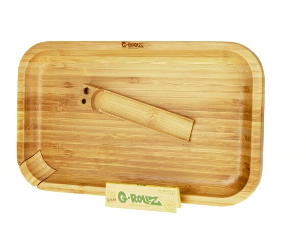 G-Rollz - Rolling Tray aus Bambus - 28x17 cm - Rechteckig - mit Bauunterlage ink. Blättchen