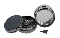 Pollinator Grinder - D 62 mm H 63 mm - herausnehmbares Sieb + Sichtfenster im Kräuterfach - Grau