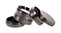 Pollinator Grinder - D 62 mm H 63 mm - herausnehmbares Sieb + Sichtfenster im Kräuterfach - Grau