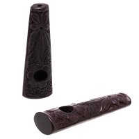 Holzpurpfeife - geschnitzt L 6,5 cm - Dunkel/Schwarz