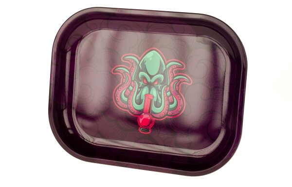 Rolling Tray - Octopus mit Bong (Lila) - 18x14x2 cm - Mini