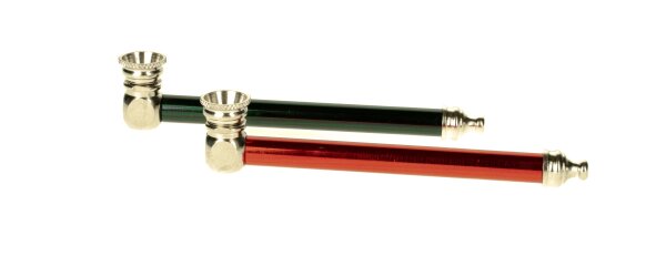 Metallpurpfeife - L 11 cm - Kopf&Mundstück Silber / Rohr versch. Farben