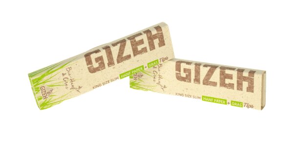 GIZEH Hanf + Gras - unbleached - King Size Slim - 34 Blättchen + 34 Filtertips