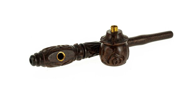 Holzpfeife/Kawum L 15 cm - verziert