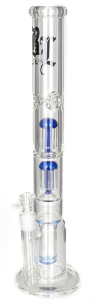 Black Leaf Glasbong 18,8er - 1x HoneyComb 2x 6-Arm Baumpercolator - H 47 cm D 65/50 mm WS 5 mm - Blau/K