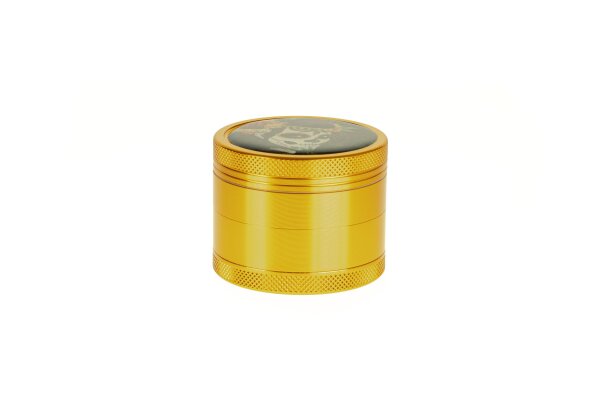 Black Leaf Pollinator Grinder mit Bild - Mexican Skull - D 50 mm H 40 mm - Gold