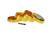 Black Leaf Pollinator Grinder mit Bild - Mexican Skull - D 50 mm H 40 mm - Gold