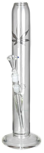 BamBamBhole Glasbong "Gerade & Blatt" H 50 cm D 65 mm NS 18,8