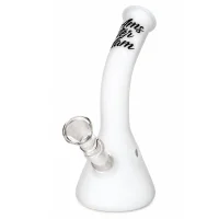 White Amsterdam Glasbong Beaker - 14,5er H 17 cm D 25 mm - mit Schriftzug