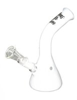 White Amsterdam Glasbong Beaker - 14,5er H 17 cm D 25 mm - mit Schriftzug