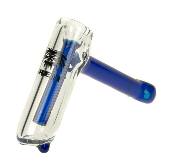 Breit Purpfeife mit Wasser - H 8,9 cm D 25/12 mm - Klar/Blau