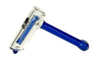 Breit Purpfeife mit Wasser - H 8,9 cm D 25/12 mm - Klar/Blau