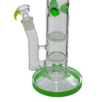 Grace Glass Glasbong 18,8er - Straight Green 2x Honeycomb Percolator - H 45 cm D 52 mm WS 5 mm - ICE