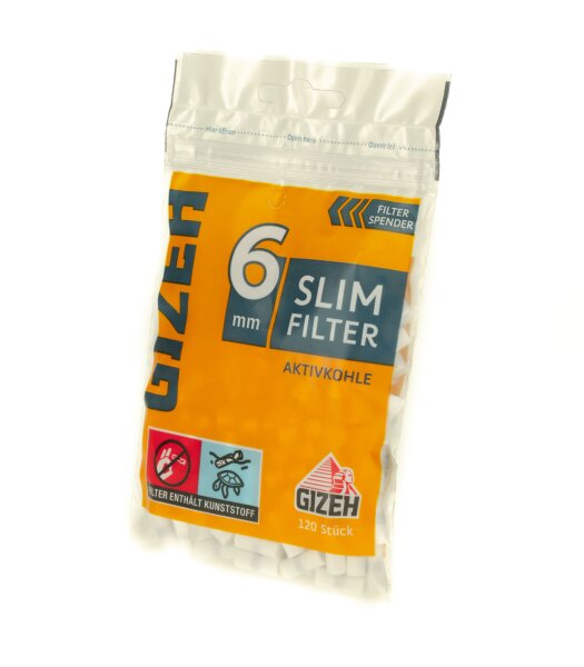 GIZEH Slim Filter + Aktivkohle - 6 mm - 120Stk.
