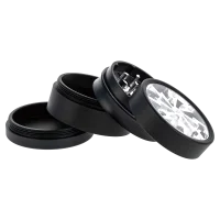 Thorinder Mini - Pollinator/Sieb Grinder H 42 mm D 50 mm - Farbe: Schwarz/Silber