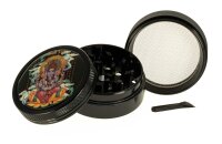 Black Leaf Pollinator Grinder mit Bild - Ganesha - D 50 mm H 40 mm - Schwarz